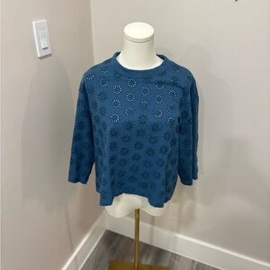 Madewell‎ Teal Floral Embroidered Blouse